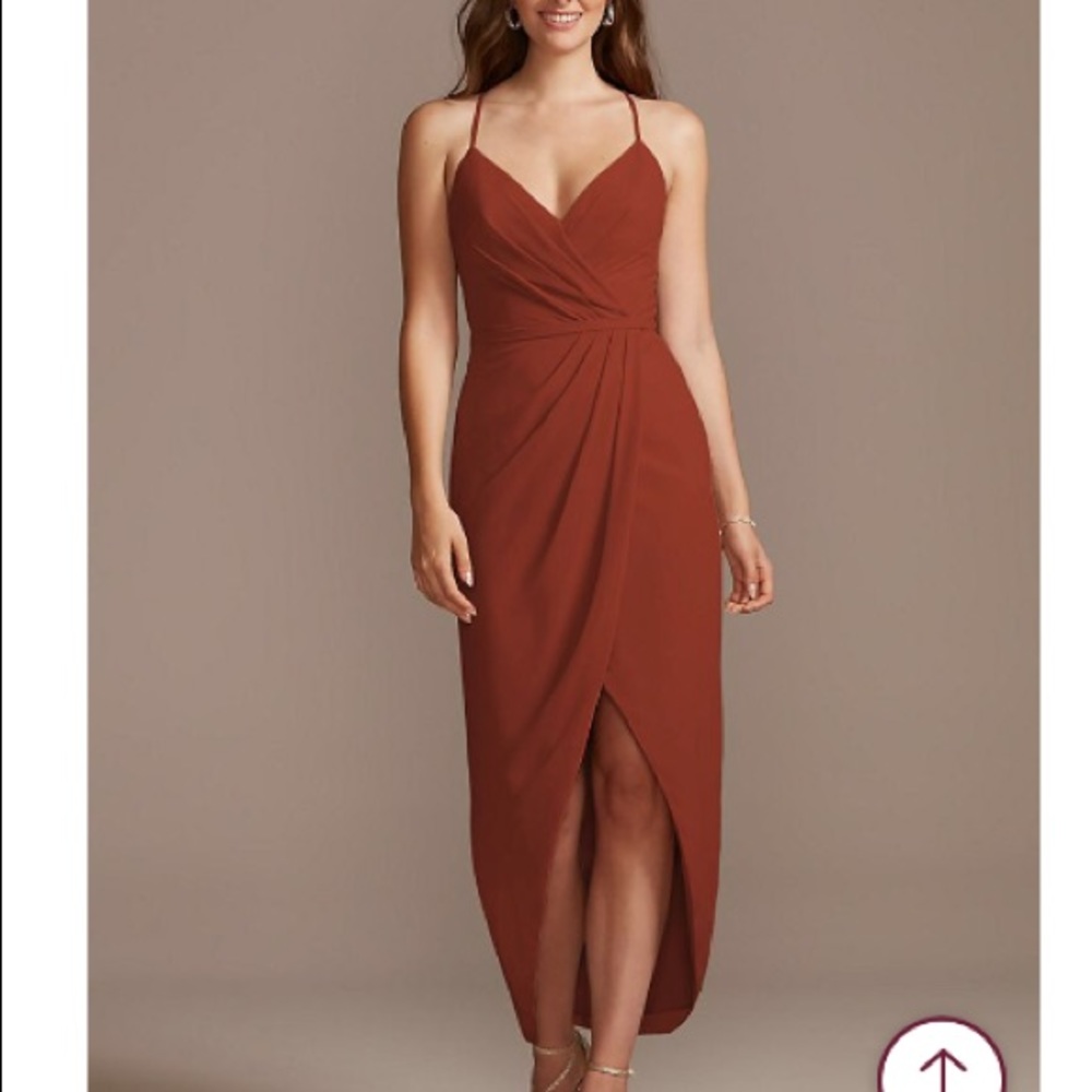David’s Bridal Tulip Hem Chiffon Midi Dress